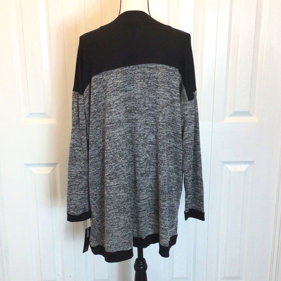 Apt.9 Womens Gray & Black Open Front Cardigan Sweater Size 1X - Picture 4 of 7